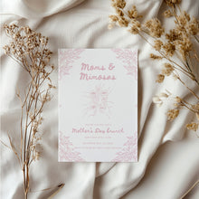Load image into Gallery viewer, Mother’s Day Brunch Invitation Pink Hand Drawn Moms and Mimosas Editable Template 0806
