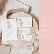 Load image into Gallery viewer, Pink Elephant Baby Shower Invite Bundle (Digital Download) 2031
