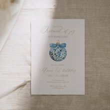 Load image into Gallery viewer, 0319 Blue Ornament 1st Birthday Invitation, Blue Bauble Christmas Holiday First Birthday Party Invite

