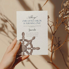 Load image into Gallery viewer, 0307 ship wheel birthday invitation
