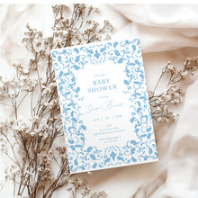 Load image into Gallery viewer, Corjl editable tolie de jouy baby shower invitation template 3 2015
