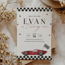 Load image into Gallery viewer, Race Car 1st Birthday Invitation Fast One Is Turning One 0330
