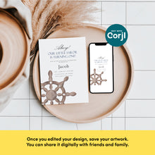 Load image into Gallery viewer, 0307 ship wheel birthday invitation

