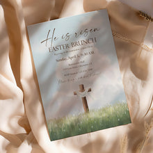 Load image into Gallery viewer, He Is Risen Easter Brunch Invitation, Christian Church Potluck, Resurrection Sunday Gathering 0805
