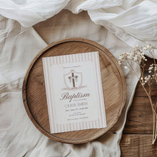 Load image into Gallery viewer, 0501 pink cross baptism invitation template
