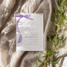 Load image into Gallery viewer, Purple bow Eight &amp; Elegant 8th Birthday Invitation, Editable template, Digital Download 0324
