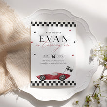 Load image into Gallery viewer, Race Car 1st Birthday Invitation Fast One Is Turning One 0330
