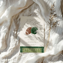 Load image into Gallery viewer, 0325 green Our Little Quarterback&#39;s First Down Birthday Invitation Template, Digital Download
