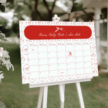 Load image into Gallery viewer, 2020 red apple in our eye baby shower baby arrival calendar template
