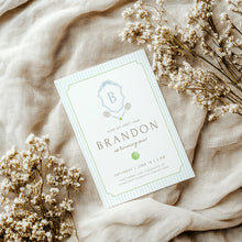 Load image into Gallery viewer, 0312 blue tennis monogram birthday invitation template
