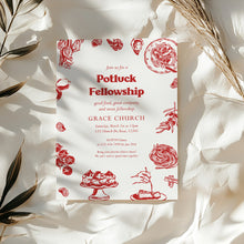 Load image into Gallery viewer, Potluck Fellowship Invitation Template Church Meal Event Editable Corjl 0807
