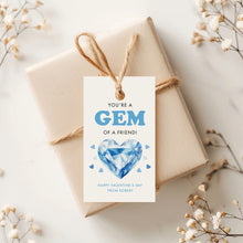 Load image into Gallery viewer, 08012 Valentine School Friend Favor Gift Tag for Kids, You’re a Gem, Blue Heart, Digital Download
