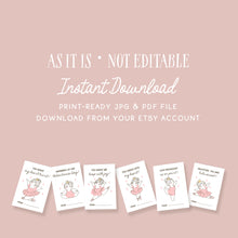 Load image into Gallery viewer, Pink Ballerina Valentine Cards for Kids | Printable Classroom Party Cards | Instant Download 0803
