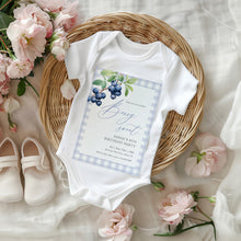 Load image into Gallery viewer, 0326 Blueberry Berry Sweet 8th birthday invite, blue gingham invitation, digital download, editable template
