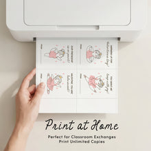 Load image into Gallery viewer, Pink Ballerina Valentine Cards for Kids | Printable Classroom Party Cards | Instant Download 0803
