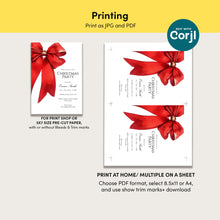 Load image into Gallery viewer, 2033 Red Bow Christmas Party Invite, Editable Holiday Gathering Template, Coquette, Digital Download
