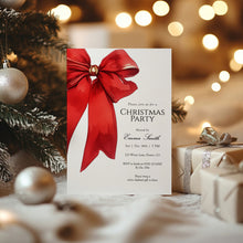 Load image into Gallery viewer, 2033 Red Bow Christmas Party Invite, Editable Holiday Gathering Template, Coquette, Digital Download
