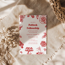 Load image into Gallery viewer, Potluck Fellowship Invitation Template Church Meal Event Editable Corjl 0807
