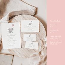 Load image into Gallery viewer, Elephant Baby Shower Invite Bundle, Girl Safari Theme (Digital Download) 2031
