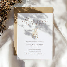 Load image into Gallery viewer, He Is Risen Easter Brunch Invitation, Christian Church Potluck, Resurrection Sunday Gathering 0805

