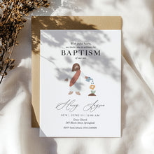 Load image into Gallery viewer, Jesus Baptism Invitation Template, Minimal Christian Boy Baptism with Watercolor Illustration 0502
