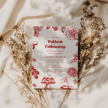 Load image into Gallery viewer, Potluck Fellowship Invitation Template Church Meal Event Editable Corjl 0807
