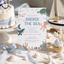 Load image into Gallery viewer, Blue Oneder the Sea Birthday Invitation Editable Pink Summer Pool Party 1st Birthday Invite 0339
