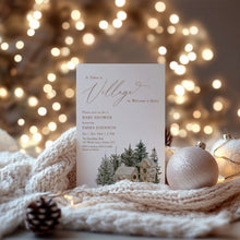 Load image into Gallery viewer, 2033 It takes a Village Winter Wonderland Baby Shower Invite, Christmas Editable template, Digital Download
