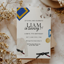 Load image into Gallery viewer, Jujitsu Birthday Invitation Editable Template, Martial Arts Sports Birthday Invite Kids Teen 0337
