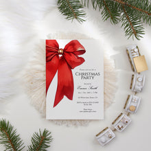 Load image into Gallery viewer, 2033 Red Bow Christmas Party Invite, Editable Holiday Gathering Template, Coquette, Digital Download
