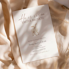 Load image into Gallery viewer, He Is Risen Easter Brunch Invitation, Christian Church Potluck, Resurrection Sunday Gathering 0805
