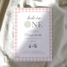 Load image into Gallery viewer, 0311 pink hole in one invitation template
