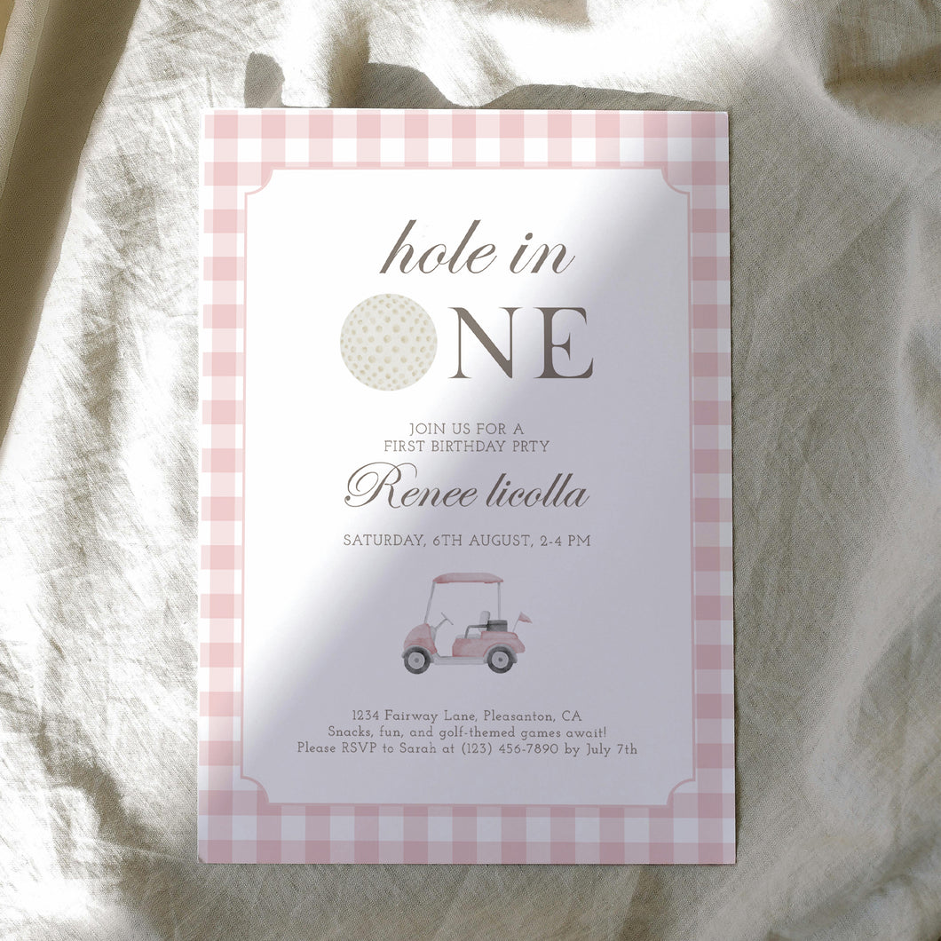 0311 pink hole in one invitation template