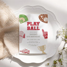 Load image into Gallery viewer, Baseball Birthday Invitation Play Ball Sports Party Invite for Boys 6th Birthday 0334

