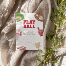 Load image into Gallery viewer, Baseball Birthday Invitation Play Ball Sports Party Invite for Boys 6th Birthday 0334
