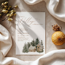 Load image into Gallery viewer, 2033 It takes a Village Winter Wonderland Baby Shower Invite, Christmas Editable template, Digital Download

