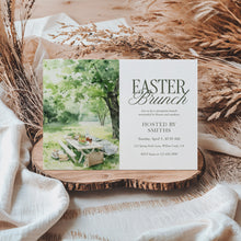 Load image into Gallery viewer, Watercolor Picnic Easter Brunch Invitation, Spring Garden Gathering, Church or Family Lunch 0805
