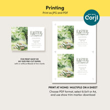 Load image into Gallery viewer, Watercolor Picnic Easter Brunch Invitation, Spring Garden Gathering, Church or Family Lunch 0805
