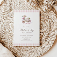Load image into Gallery viewer, Mother’s Day Tea Party Invitation Pink Floral Brunch Editable Template 0806
