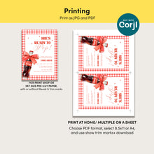 Load image into Gallery viewer, She Is Ready to Pop Baby Shower Invitation Red Soda Pop Gingham Bow Template 2039
