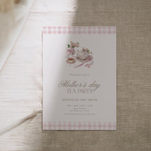 Load image into Gallery viewer, Mother’s Day Tea Party Invitation Pink Floral Brunch Editable Template 0806
