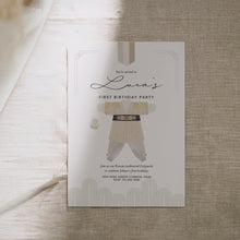 Load image into Gallery viewer, 0321 Dol Boy Beige Hanbok 1st Birthday Invitation | Editable Template | Digital Download
