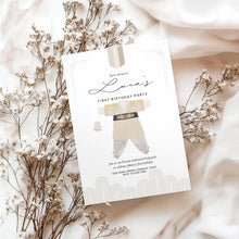 Load image into Gallery viewer, 0321 Dol Boy Beige Hanbok 1st Birthday Invitation | Editable Template | Digital Download
