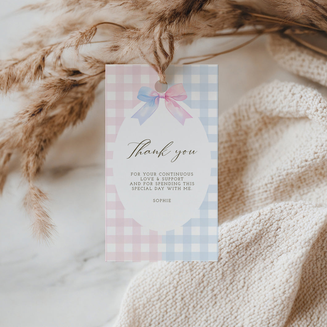 Blue or pink gender reveal baby shower favor tag template 2014