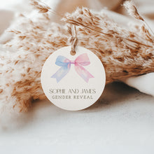 Load image into Gallery viewer, Blue or pink gender reveal baby shower favor tag template 2014
