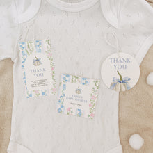 Load image into Gallery viewer, 2019 blue floral Grandmillennial pattern pumpkin favor tag template
