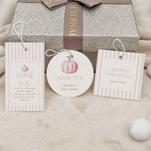 Load image into Gallery viewer, 2019 pink pumpkin favor tag template
