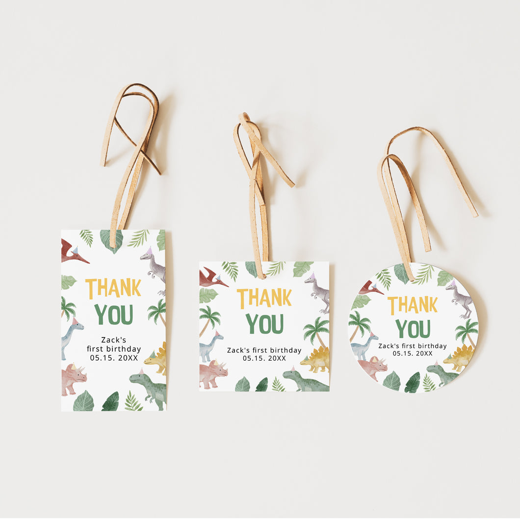 0323 Editable Dinosaur Favors Tag | Dino Birthday Thank You Label | Instant Download Gift Tag