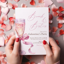 Load image into Gallery viewer, 0801 Pink Coquette Valentine's Party Brunch Party Invite, Galentine's Ladies Gathering, Digital Download
