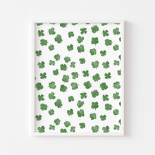 Load image into Gallery viewer, Watercolor whimsical green clover art print 07-276

